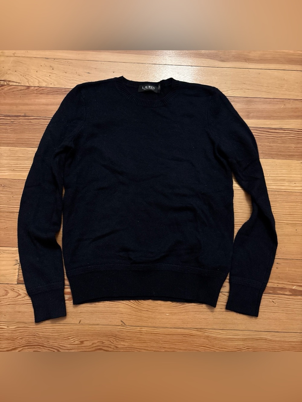 Lauren Ralph Lauren Navy Blue Crew Neck Sweater Size Small S Cotton Wool